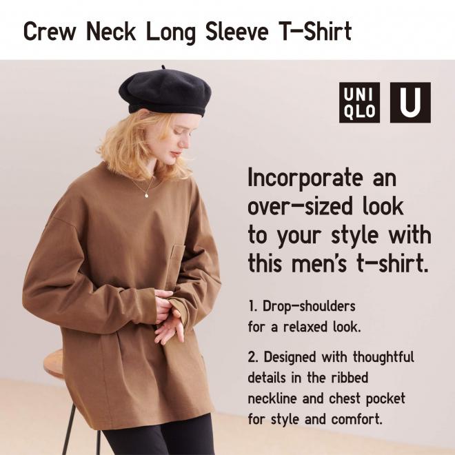 (UNIQLO Chính hãng) NAM - Áo dài tay túi ngực dòng U 100% cotton chất lượng cao - Crew Neck Long Sleeve T Shirt