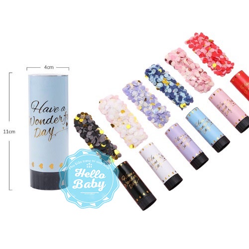 Phụt giấy mini trang trí party, tiệc sinh nhật, đầy tháng, đám cưới, khai trương