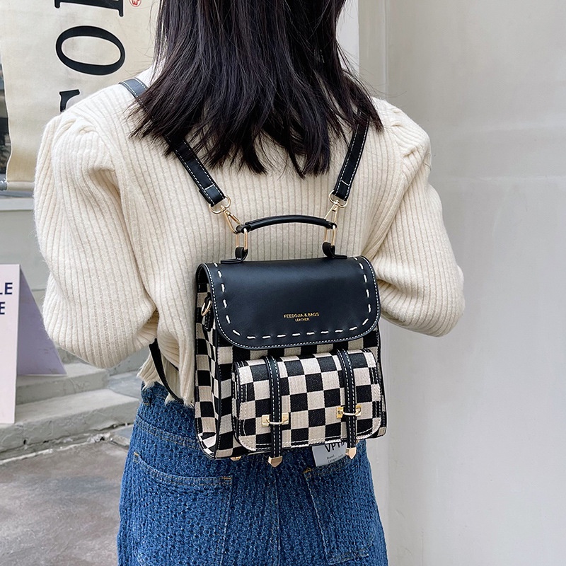 Ba Lô JASMIN NOIR Đi Học Họa Tiết Ca Rô Đơn Giản Thời Trang Dành Cho Nữ