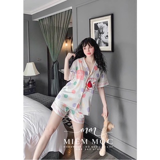Bộ pijama cộc đùi doremin hoa xinh