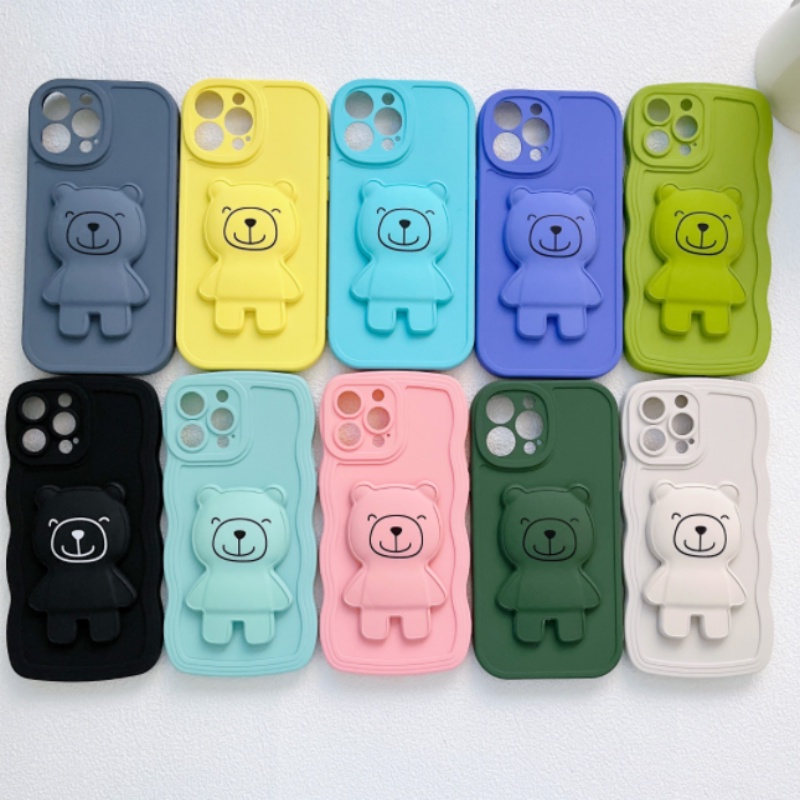Ốp Điện Thoại Có Giá Đỡ Hình Gấu Cho OPPO A5 A3S A32 A53 2020 A57 A72 A8 A31 2020 A9 F11 A55