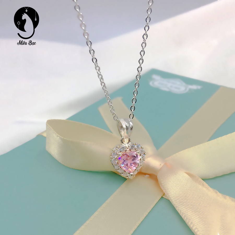 Dây chuyền nữ MIÊU BẠC Trái tim đính đá đỏ và hồng phong cách thời trang Ulzzang Unisex M400384 M400287