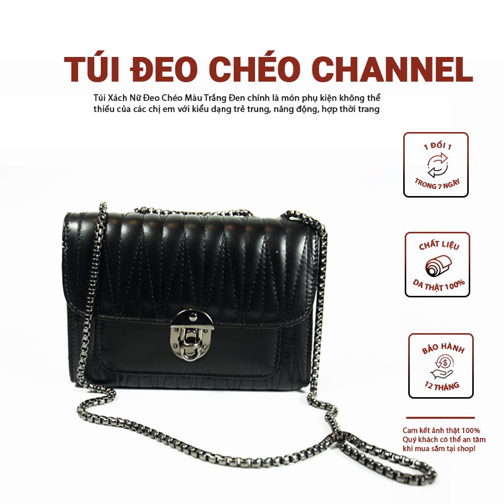 Túi Xách Nữ Đeo Chéo Màu Trắng Đen Size 25 Giá Rẻ