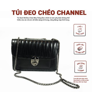 Túi xách nữ đeo chéo màu trắng đen size 25 giá rẻ