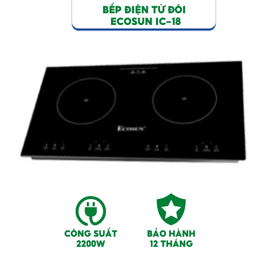 Bếp từ đôi Ecosun BM-IC 18 - Hàng Chính Hãng- Bảo Hành 12 Tháng