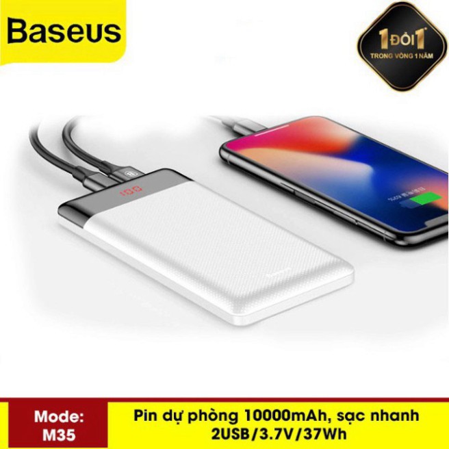 [CHÍNH HÃNG] Pin Dự Phòng M35 Cao Cấp Dung Lượng 10000mah Thiết Kế Đẹp Độc Đáo Siêu Mỏng Có Màn Hình LCD Báo Dung Lượng