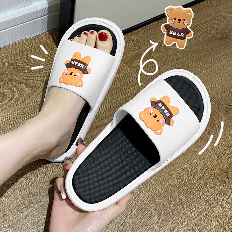 [Có sẵn] Dép Quai Ngang Unisex Hình Gấu Bear, Chống Trơn Trượt DP04