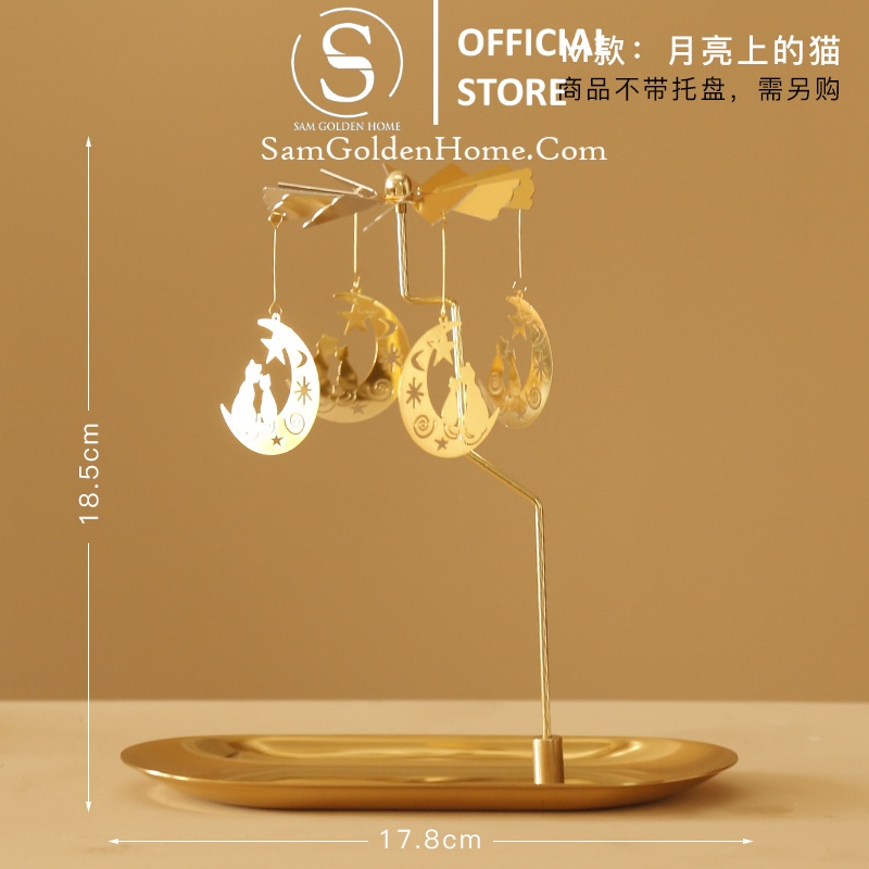 Khay Đựng Nến Thơm Chong Chóng Xoay Mạ Vàng Gold Decor Trang Trí Nhà Cửa Phòng Ngủ Kèm Quà Tặng Sang Trọng