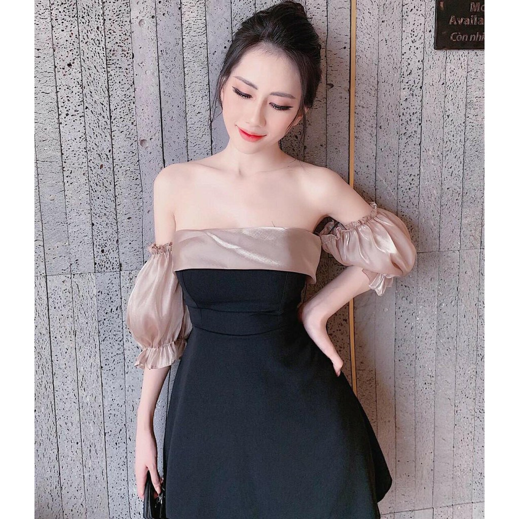 Đầm dự tiệc trễ vai tay phồng lịch sự quý cô | BigBuy360 - bigbuy360.vn