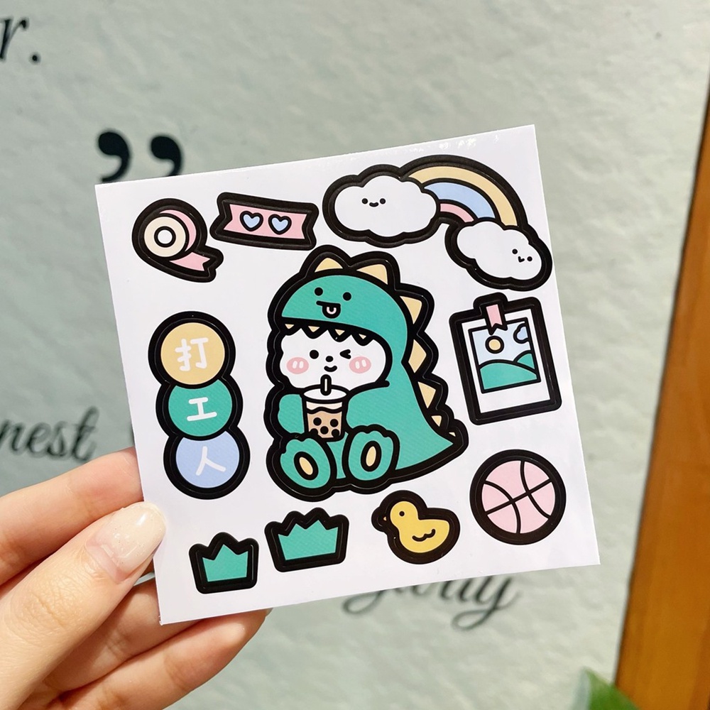 Miếng dán trang trí cốc nước bằng PVC chống thấm nước hình động vật đáng yêu