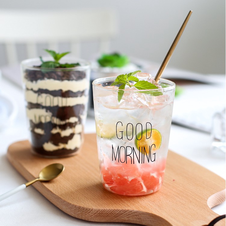 Cốc thủy tinh chịu nhiệt SWEEJAR in chữ Good Morning xinh xắn