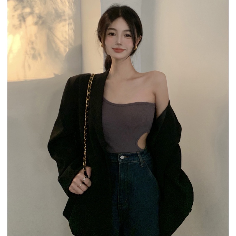 DUNEA Áo Tank Top Hai Dây Màu Trơn Có Đệm Lót Cho Nữ