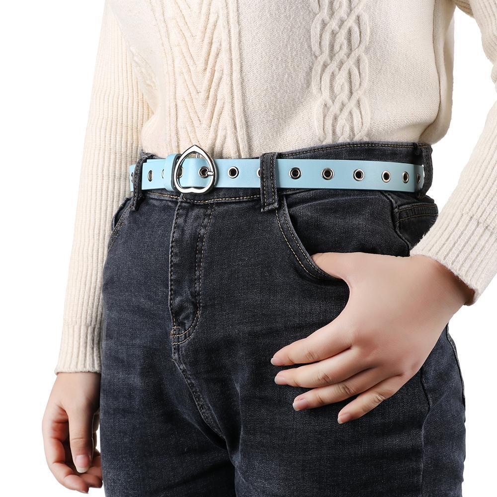 Thắt Lưng Da Pu Khóa Trái Tim Màu Kẹo Ngọt Thời Trang Dự Tiệc