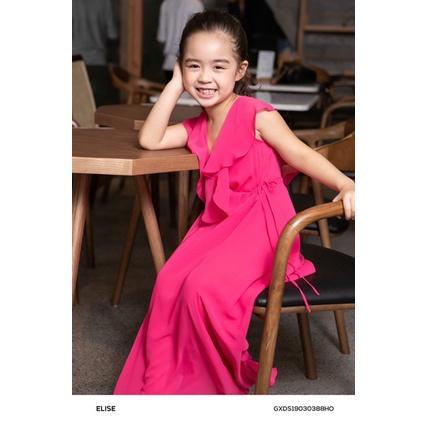 Đầm Kid cho bé maxi hồng bèo Elise sz 8