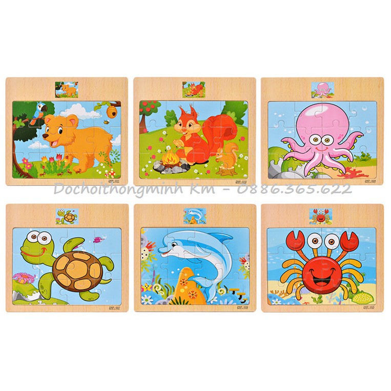 SỈ LẺ GIÁ TỐT Tranh puzzle gỗ ghép 12 mảnh kèm hình mẫu phía trên