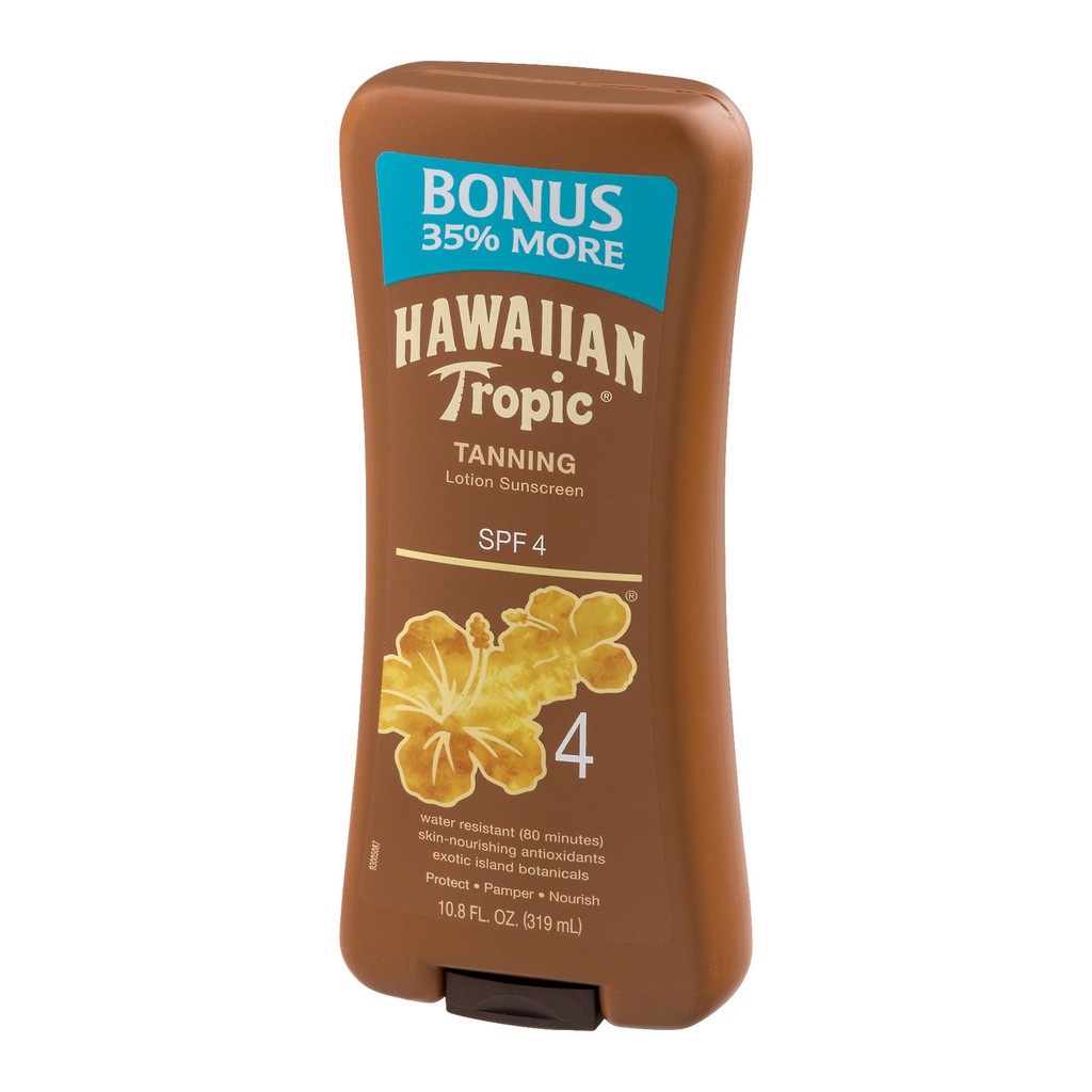 Dưỡng thể chống nắng &amp; giúp da rám nắng Hawaiian Tropic Tanning Lotion Sunscreen SPF 4 236ml/319ml (Mỹ)