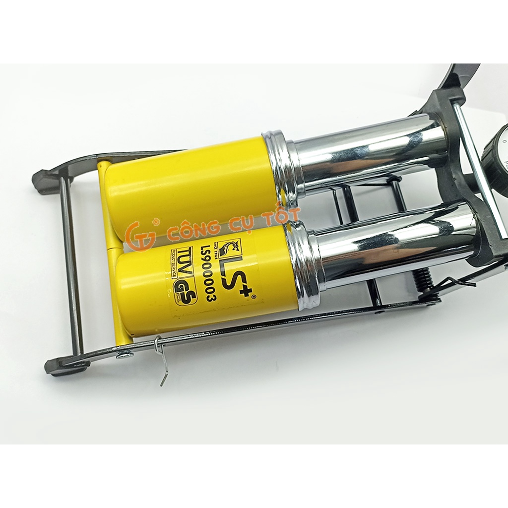 Bơm chân 2 ống pitong 440cc áp 100psi 7 cân hơi hiệu LS+ bơm xe đạp, xe máy, oto...