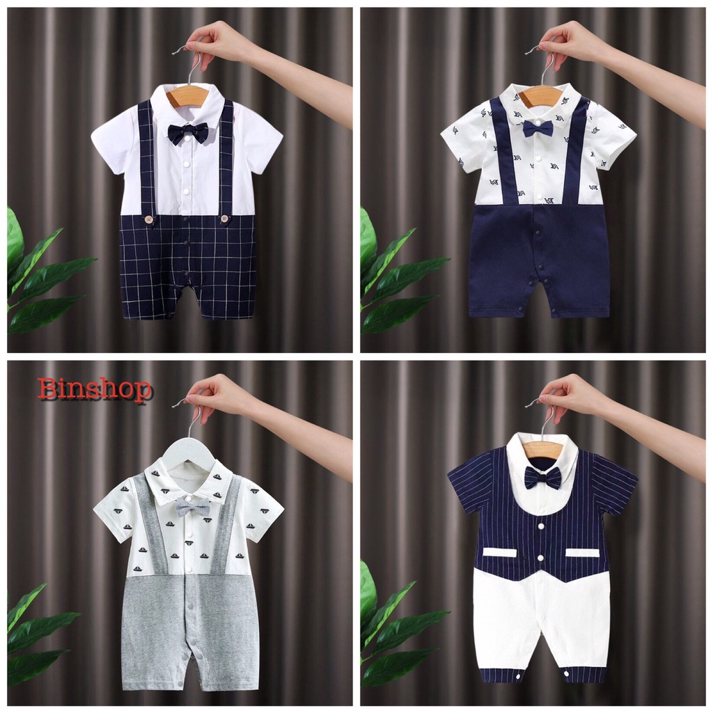 Vải CAO CẤP Body Công Tử Cộc Tay chất Cotton Mềm Mịn mẫu Body cho Bé Trai