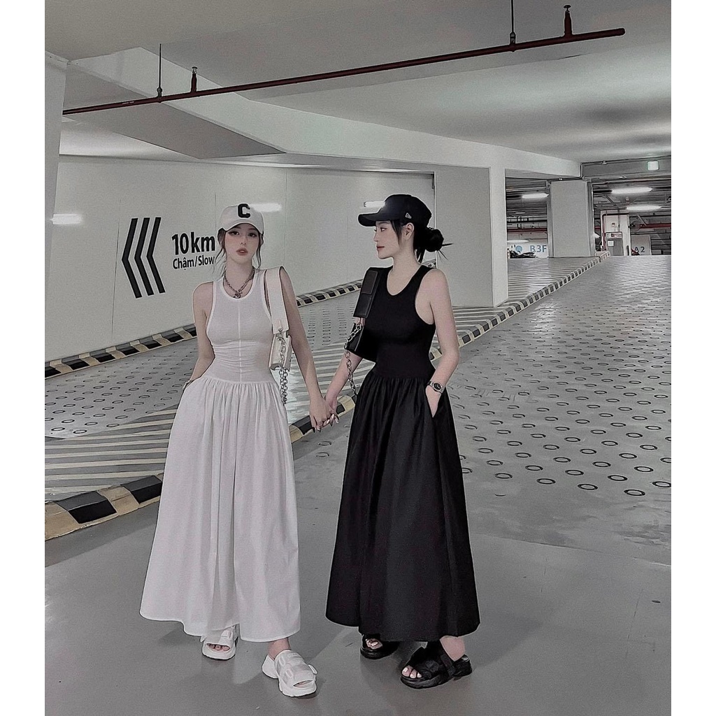 Đầm maxi sát nách tùng xoè - - Ꮯɦ𝚊̂́ȶ Ꮮɨ𝚎̣̂𝚞: thun + châu tôn + lót vol 𝙵𝚛𝚎𝚎 𝚜𝚒𝚣𝚎 𝚏𝚘𝚛𝚖