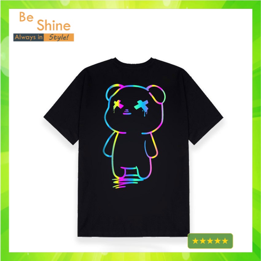 Áo Thun Unisex Form Rộng Gấu Mập XX Phản Quang 7 Màu , Áo Phông Cotton Cổ Tròn Tay Ngắn Thời Trang Nam Nữ