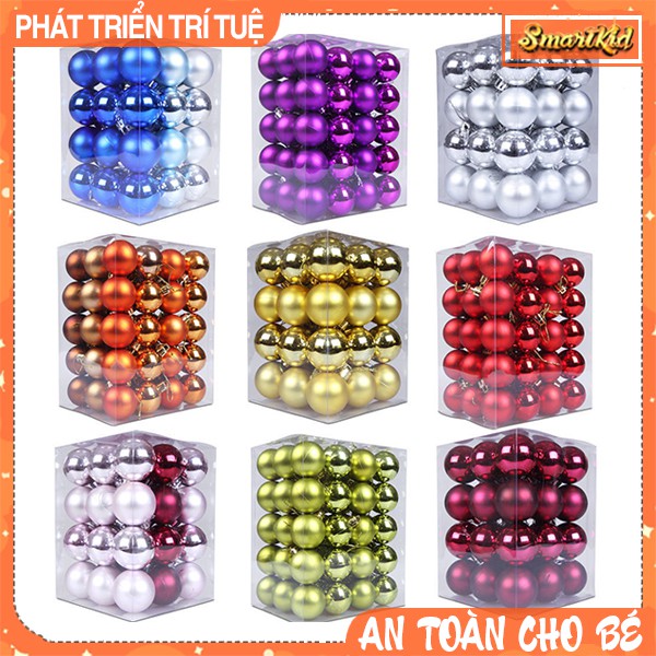 Bộ 24 Quả Châu 4/6cm Bóng Loại Đẹp Treo Trang Trí Cây Thông Noel Dành Cho Giáng Sinh/ Tiệc Cưới/ Sinh Nhật