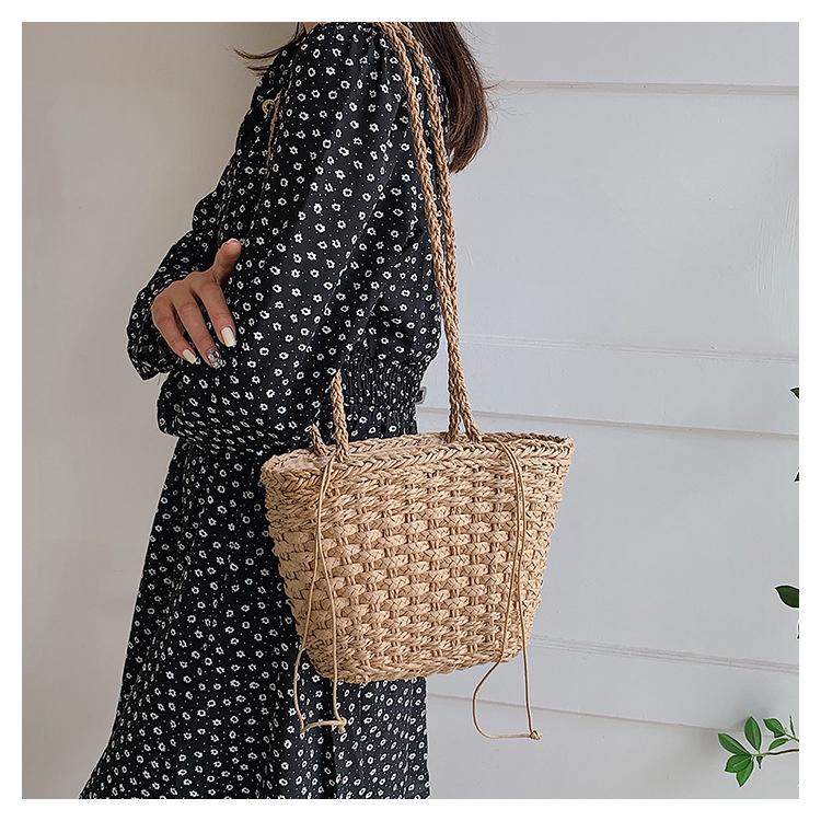 Túi cói đeo vai đi biển - đan kiểu sole - phong cách Vintage thanh lịch