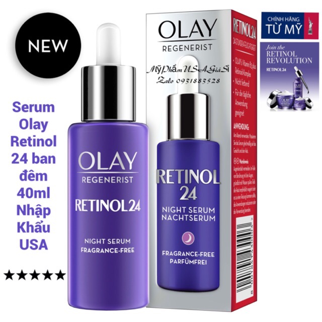 [Hot New] Serum Olay Retinol 24 duỡng trắng da cấp ẩm ban đêm 40ml Nhập Khẩu USA