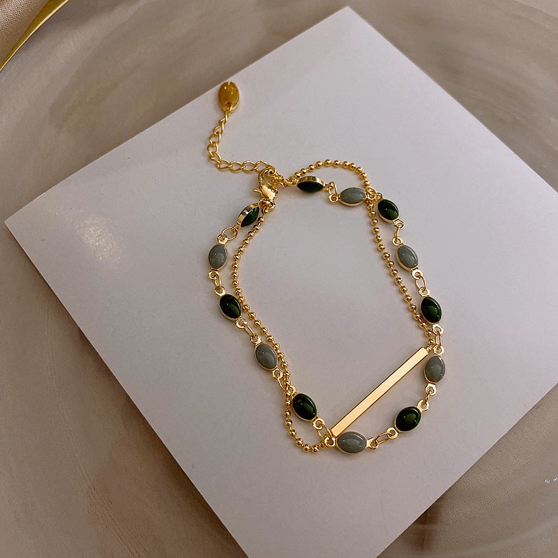 Vòng đeo tay chuỗi hạt pha lê màu sắc xanh lá JP5