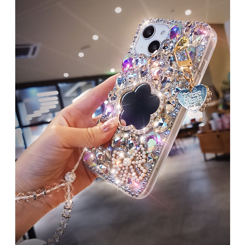 Ốp Điện Thoại Đính Đá Lấp Lánh Có Dây Đeo Cho Xiaomi Redmi Note 11 Pro 11s 10 10s 9s 9 8 4G 9A 9C 9T POCO X3