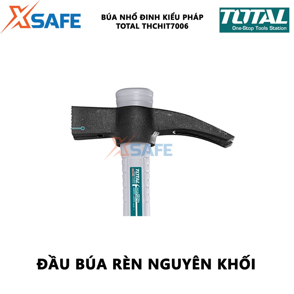 Búa nhổ đinh kiểu pháp TOTAL THCHIT7006 Búa cầm tay trọng lượng 700g, đầu búa được đúc rèn nguyên khối, chịu nhiệt