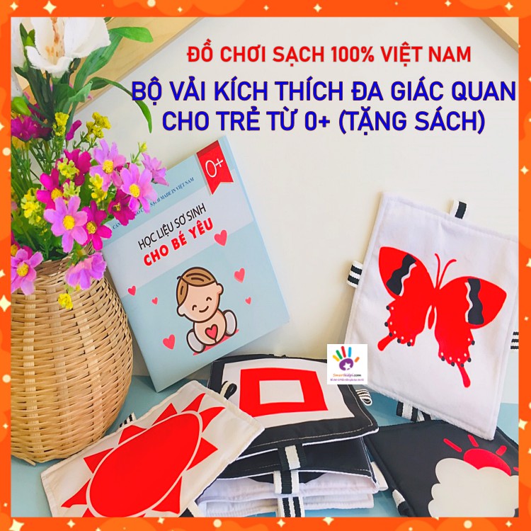 ĐỒ CHƠI SẠCH- Sách Vải Sơ Sinh Đen Trắng Đỏ Kích Thích Đa Giác Quan HÀNG VIỆT NAM