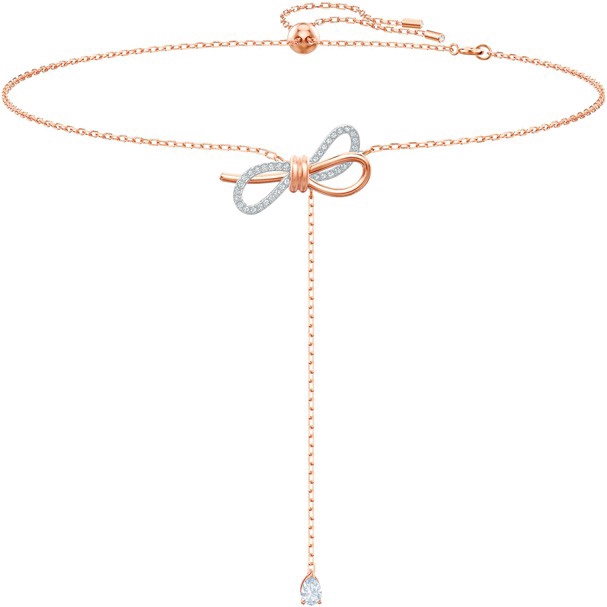Vòng cổ chữ Y mặt hình nơ màu trắng mạ Lifelong Bow
