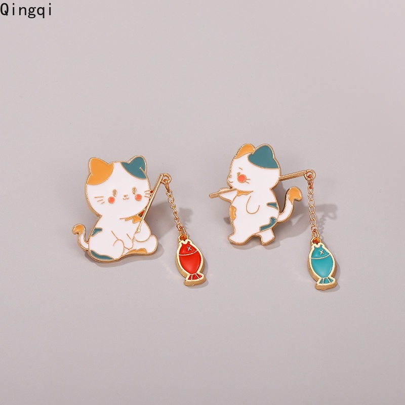 Trâm cài áo MISS ZOE bằng kim loại hình mèo hoạt hình dễ thương diy