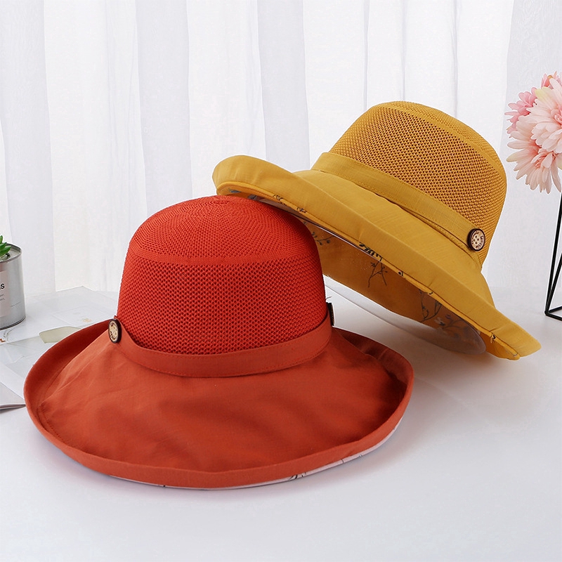 Breathable Japanese-Korean-style wide-brimmed hat with 2 sides