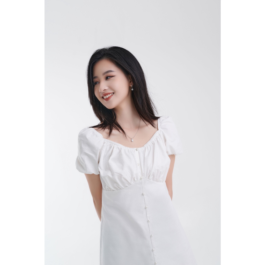 Váy Tiểu Thư Harriet Tulip Trễ Vai, Mặc Được 2 Kiểu Có Đính Cúc