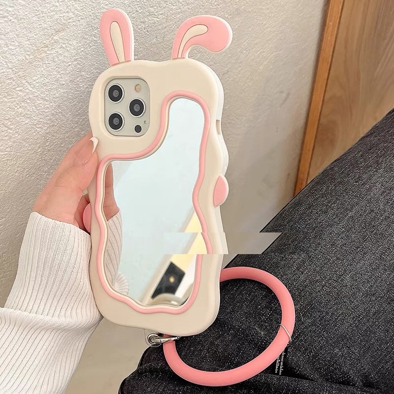 Ốp Điện Thoại Silicon Chống Rơi Gắn Gương Hình Thỏ Cho Iphone 14proamx 12 pro max 11 pro max xs max xr x 13Proax plus 7p