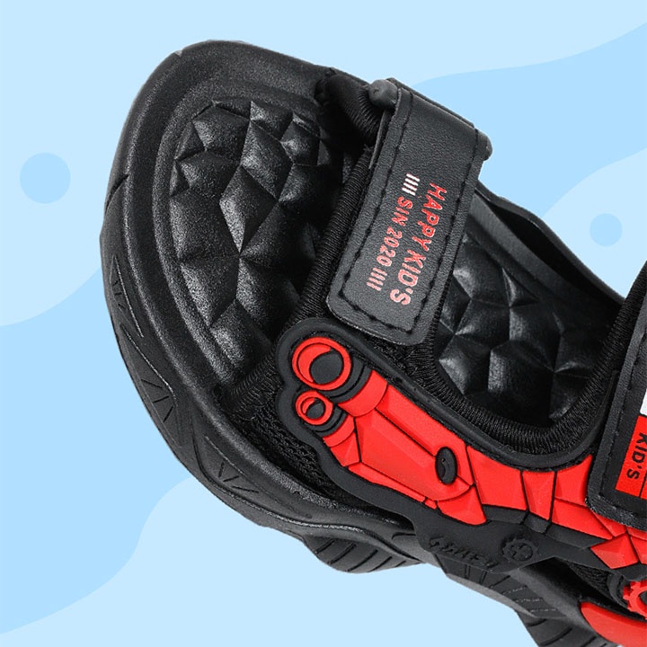 Giày sandal siêu nhân cho bé trai từ 3-12 tuổi màu đen đỏ SA07