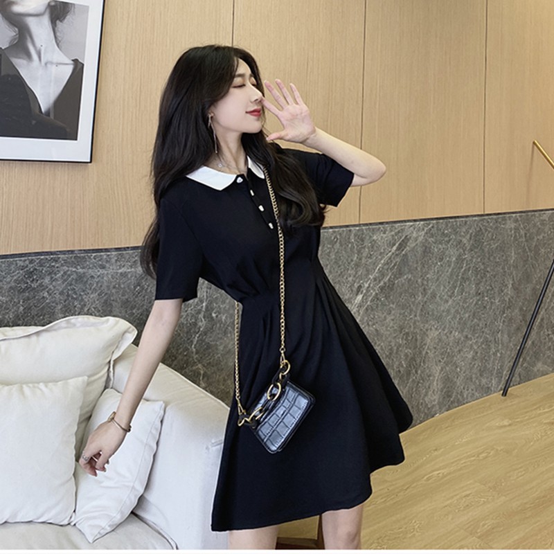 [ORDER] Váy đen kiểu dáng basic, kiểu cổ áo polo phù hợp với mọi hoạt động | BigBuy360 - bigbuy360.vn