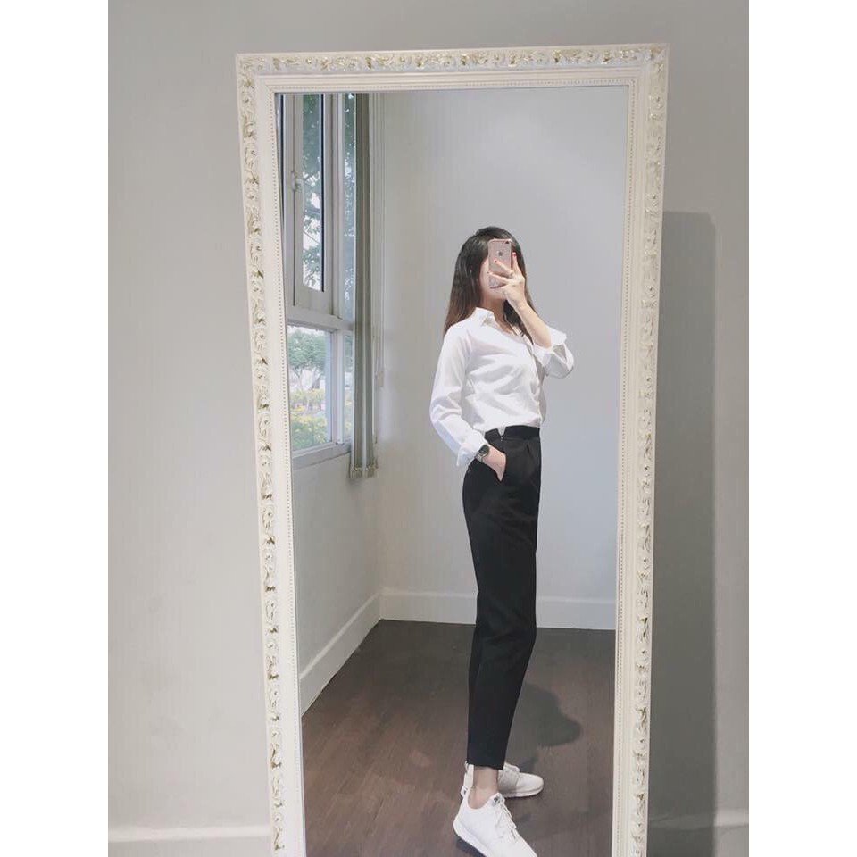 Hàng có sẳn- Quần tây form baggy lưng thun phía sau, dây kéo hông đen size đẹp ( size S M L XL) | BigBuy360 - bigbuy360.vn