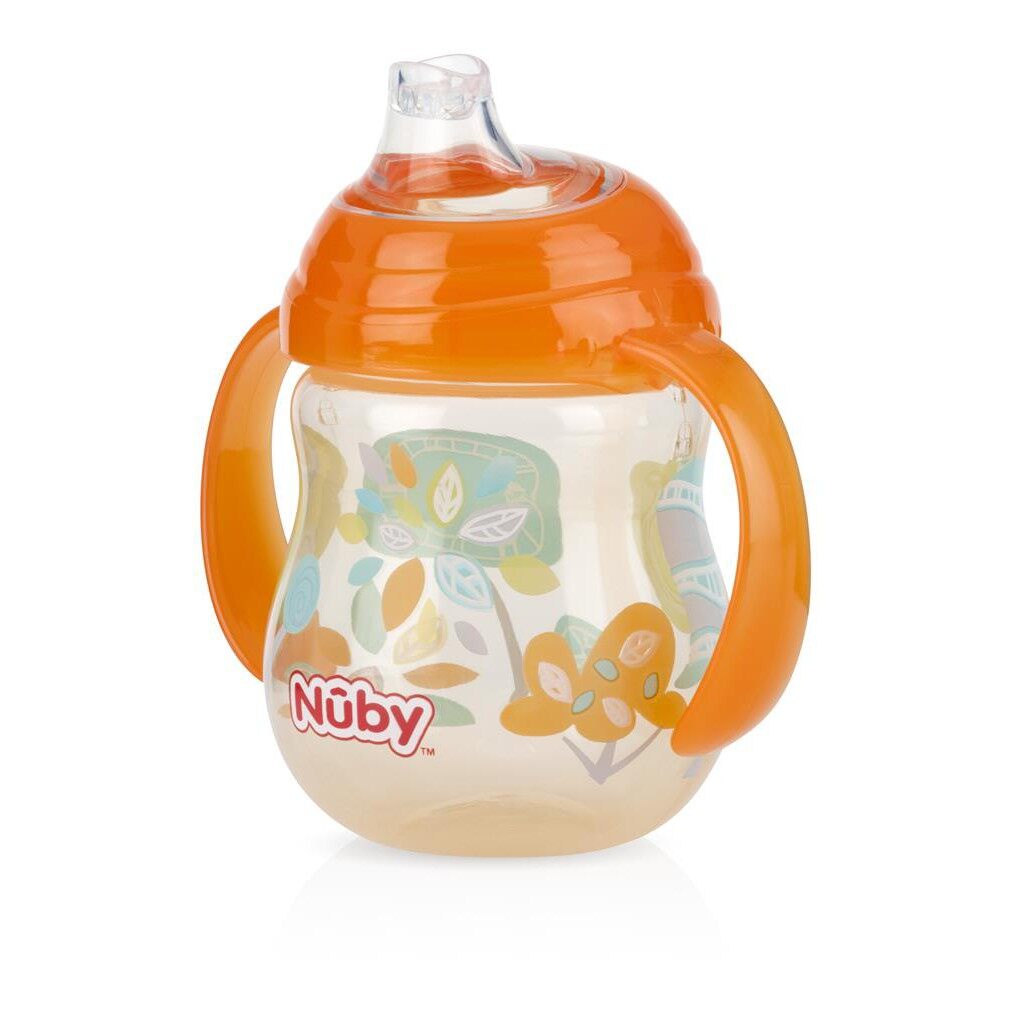 Bình uống nước chính hãng Nuby ống hút 360 độ, có tay cầm - mỏ vịt 270ml - Herbaby