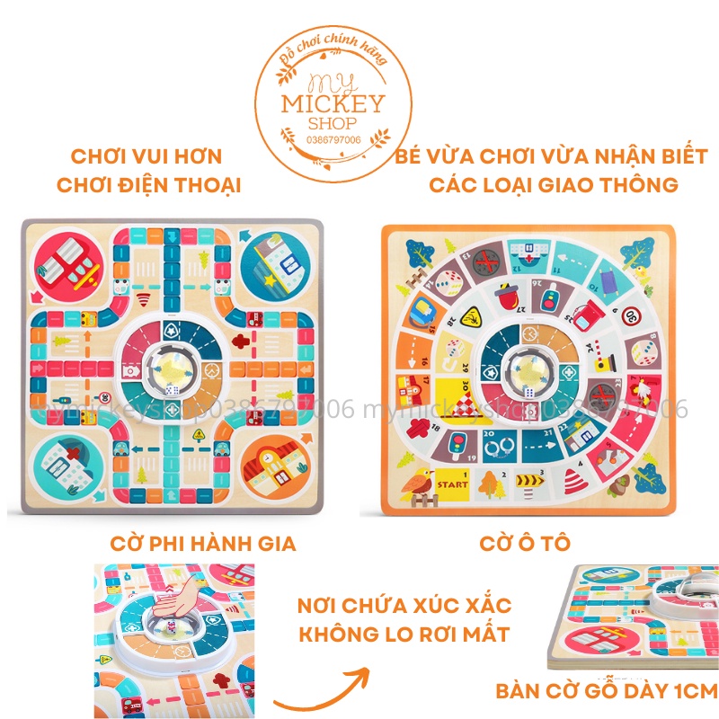 Cờ cá ngựa Ô tô 2 trong 1 chính hãng Top Bright cho bé bằng gỗ đồ chơi thông minh dành cho trẻ em 3 4 5 tuổi
