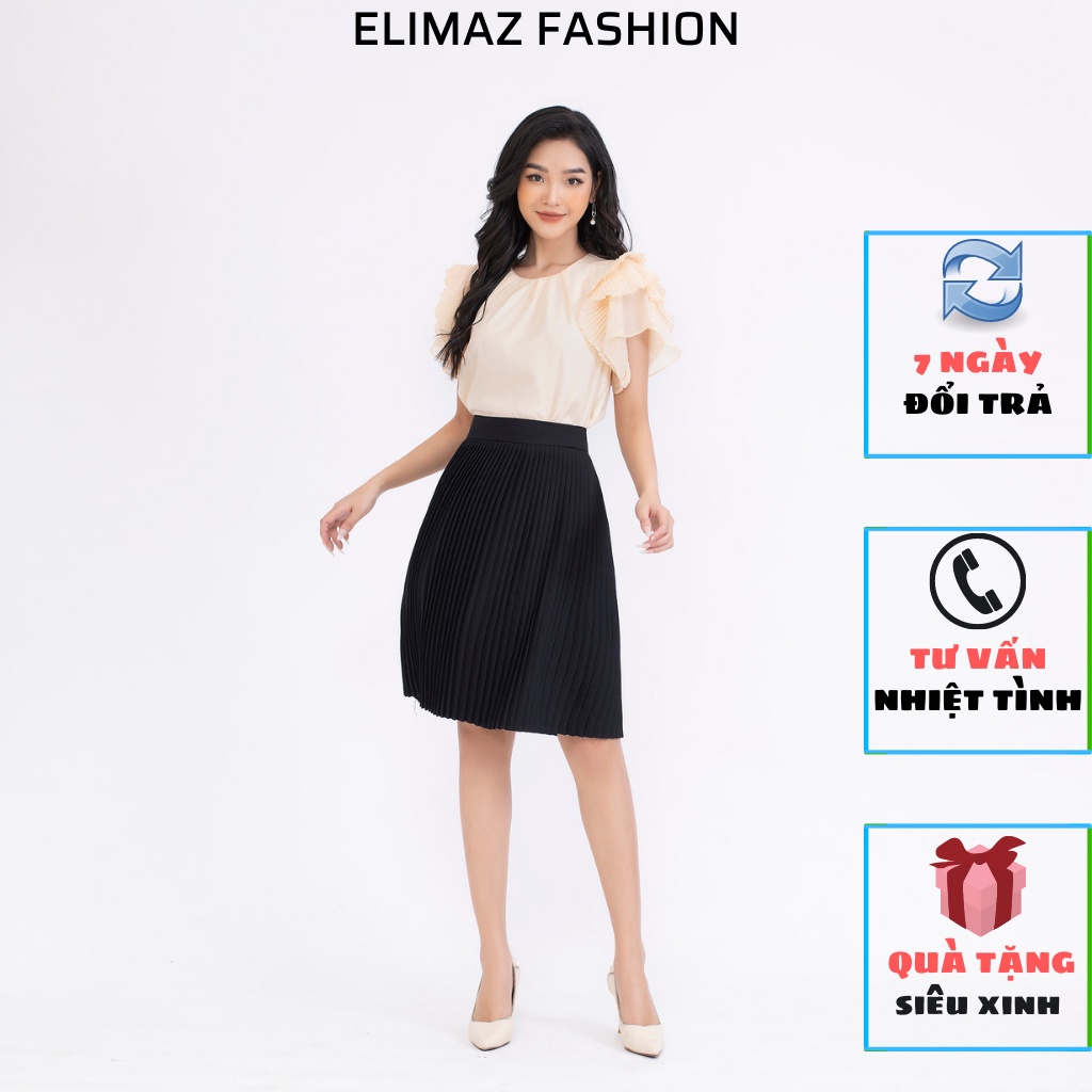 Chân váy nữ công sở Elimaz dập ly khóa sau ECV19.041