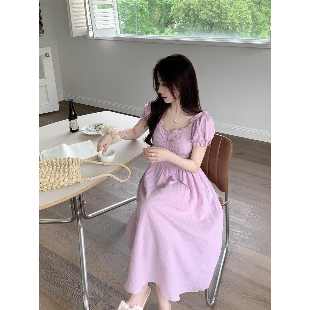 Đầm Tay Phồng Cổ Chữ U Dáng Rộng Thời Trang Hàn Quốc 63591