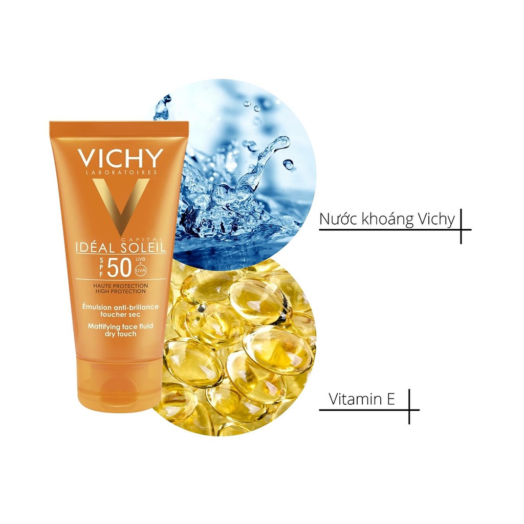 Kem chống nắng không gây nhờn Rít Vichy Ideal Soleil Mattifying Face Fluid Dry Touch