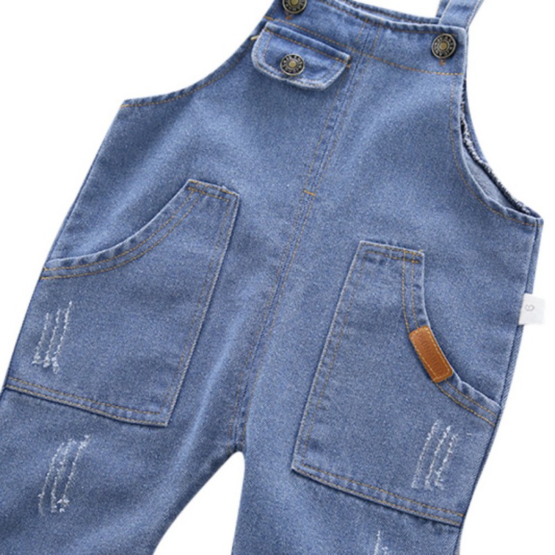 Quần Yếm Denim Màu Trơn Cho Bé Trai