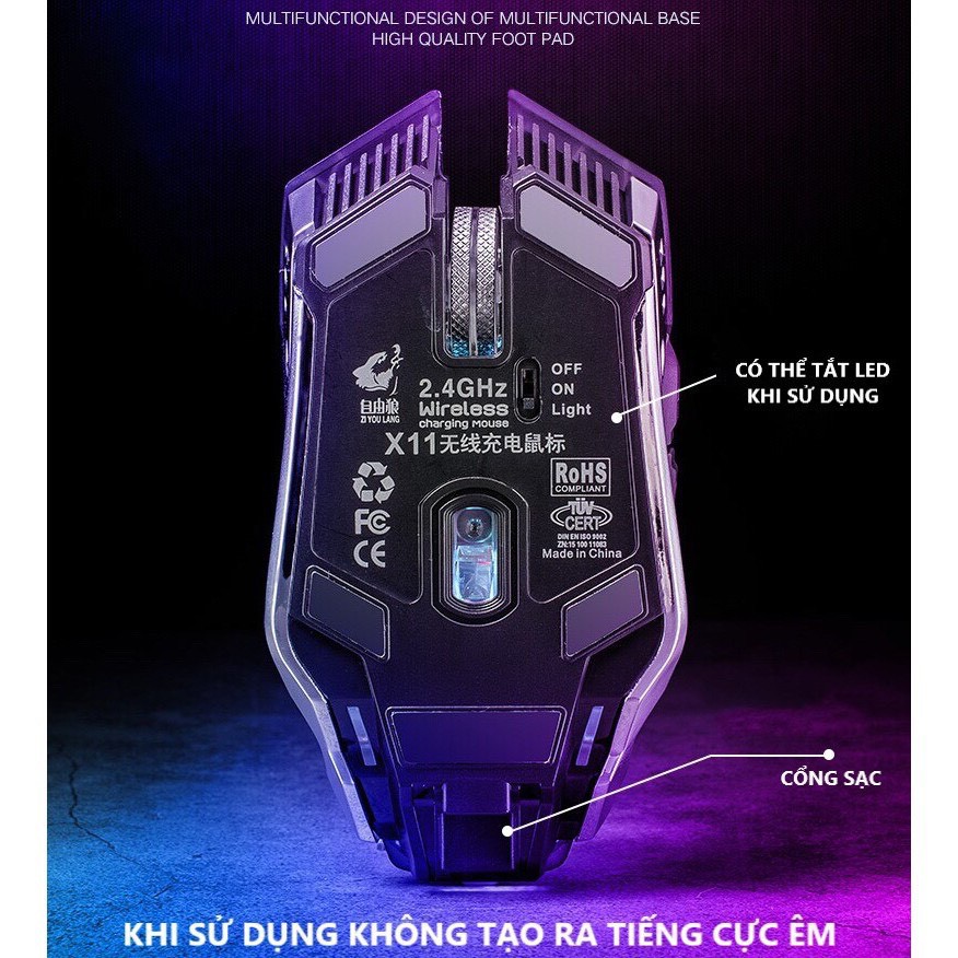 ZIYOU LANG X11 | Chuột Không Dây GAMING FREE Wolf X11 Wireless 2.4GHz Bản cao cấp, Pin sạc, Dùng Cho Máy Tính, Laptop