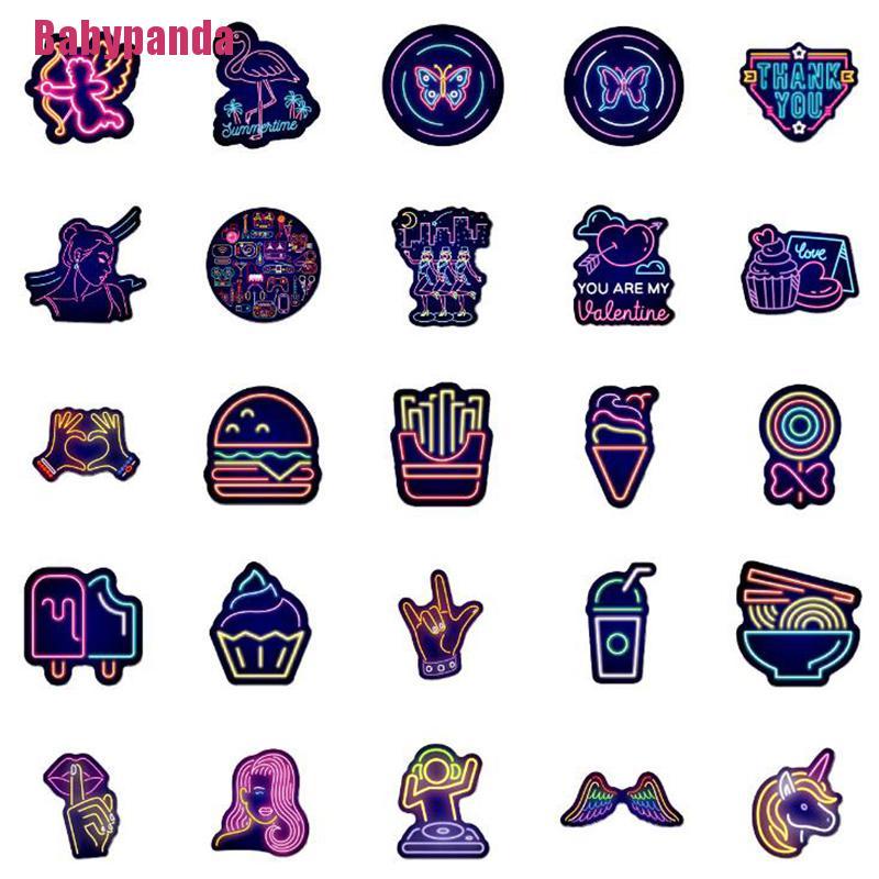 Bộ 50 Miếng Dán Chống Thấm Nước Phát Sáng Cho Laptop / Ván Trượt / Ván Trượt