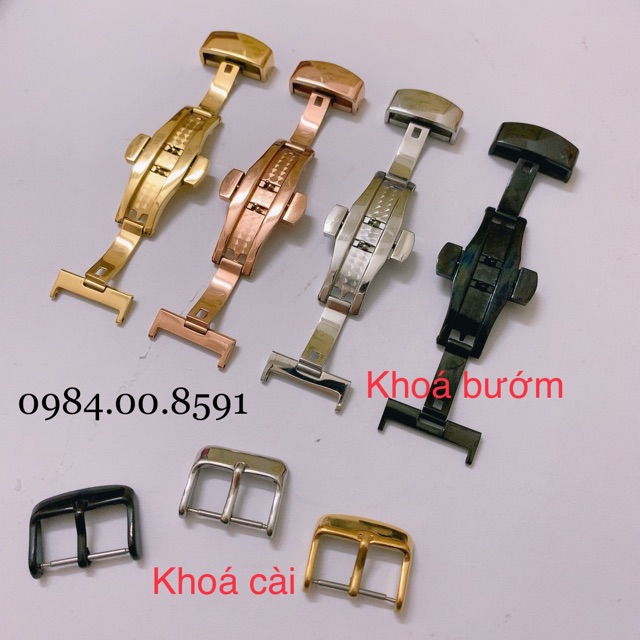 Khoá bướm bảo vệ cho dây da đồng hồ không logo