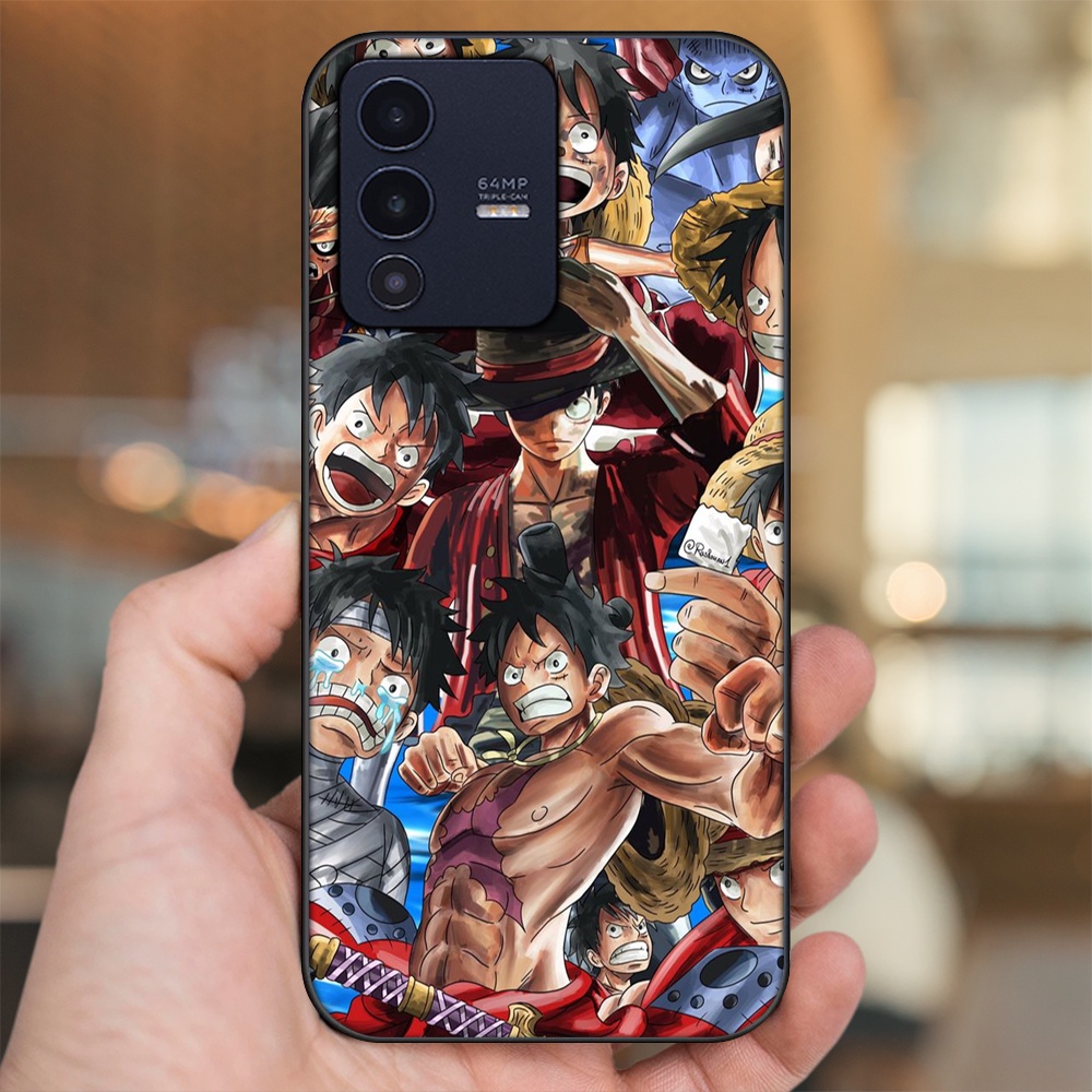 Ốp lưng Vivo V23 5G viền đen in hình Luffy One Piece