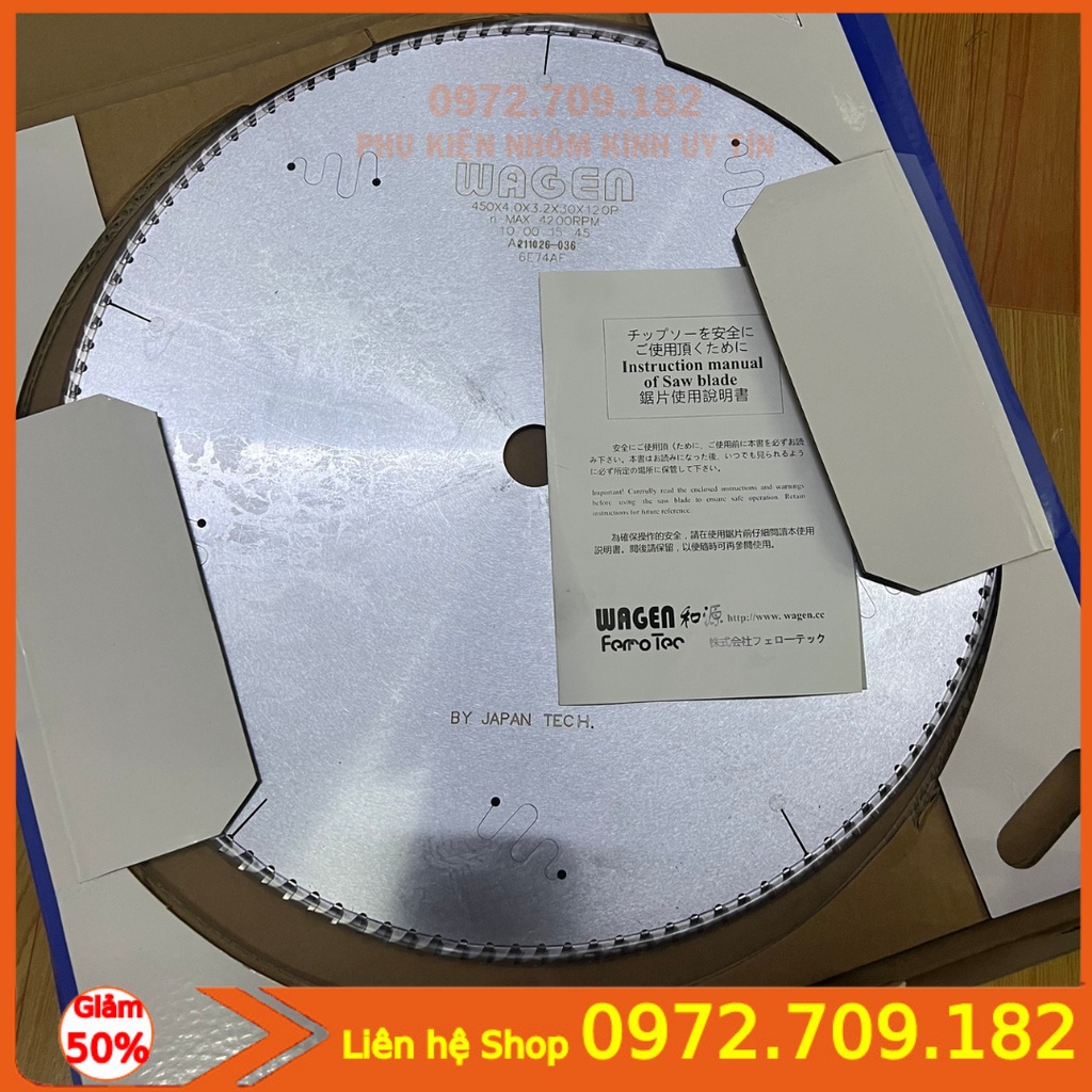 Lưỡi cắt nhôm 400, 450, 500mm Wagen Nhật Bản chính hãng - kho máy nhôm FASTER